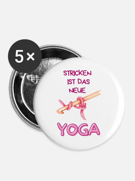 Stricken ist das neue Yoga - Buttons groß 56 mm (5er Pack) - Weiß