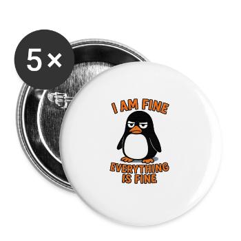 Beruhige dich, Pinguin, alles ist in Ordnung - Buttons groß 56 mm (5er Pack) - Weiß - Vorne