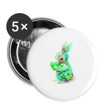 Cœur de lapin mignon - Lot de 5 grands badges (56 mm) - blanc - Devant