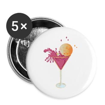 Cocktail disco – Martini rose avec Squirting Di - Lot de 5 grands badges (56 mm) - blanc - Devant