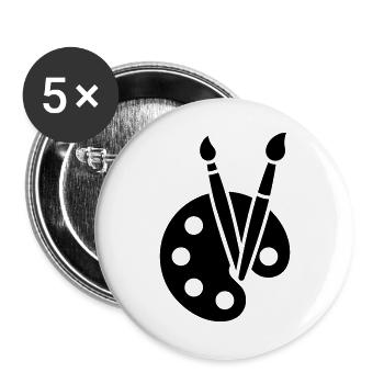 Painting, Color Palette, Brush, Art Icon - Buttons large 2.2''/56 mm (5-pack) - white - Front