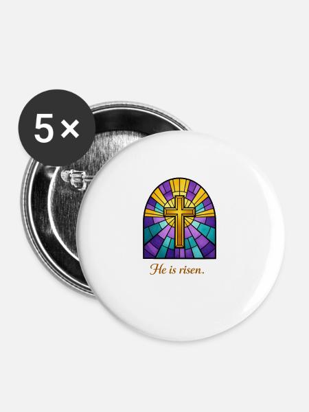 He is risen - Buttons groß 56 mm (5er Pack) - Weiß