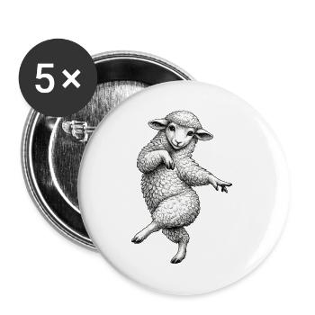 Dancing Lamb Sketch - Buttons large 2.2''/56 mm (5-pack) - white - Front