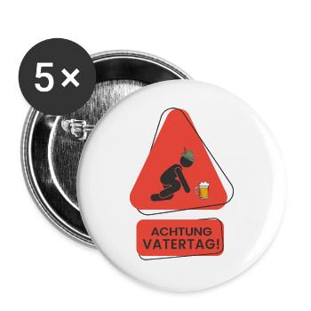 Achtung Vatertag Lustiges Männer Warnschild - Buttons groß 56 mm (5er Pack) - Weiß - Vorne