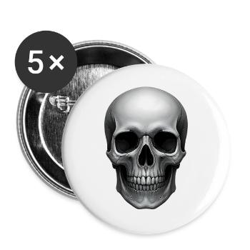 Style de tatouage réaliste de crâne crâne - Lot de 5 grands badges (56 mm) - blanc - Devant