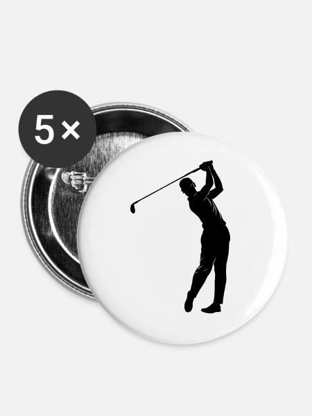 Golfspieler - Buttons groß 56 mm (5er Pack) - Weiß