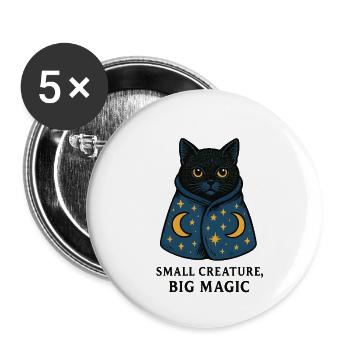 Katzenzauber im Sternenmantel - Buttons groß 56 mm (5er Pack) - Weiß - Vorne