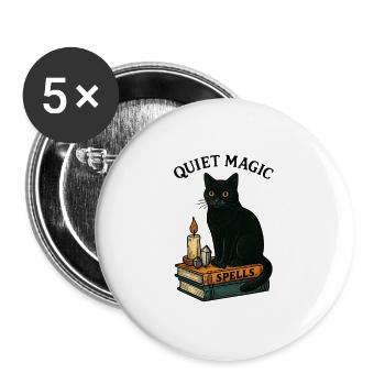 Stille Magie Katze - Buttons groß 56 mm (5er Pack) - Weiß - Vorne
