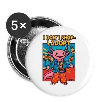 Je ne fais pas de shopping, j’adopte Alien - Lot de 5 grands badges (56 mm) - blanc - Devant