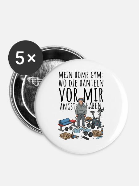 Schwitzendes Fitness-Comic-Design - Buttons groß 56 mm (5er Pack) - Weiß