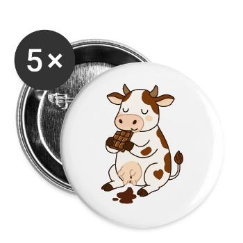Vache en chocolat - Lot de 5 grands badges (56 mm) - blanc - Devant