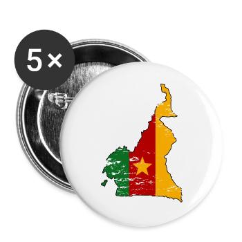 Kamerun Flagge Landkarte used - Buttons groß 56 mm (5er Pack) - Weiß - Vorne