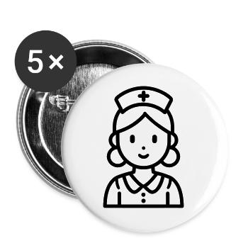 Krankenschwester - Buttons groß 56 mm (5er Pack) - Weiß - Vorne