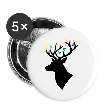 Papillon tête de cerf Multicolore - Lot de 5 grands badges (56 mm) - blanc - Devant
