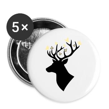 Deer Head Butterfly Yellow - Buttons large 2.2''/56 mm (5-pack) - white - Front