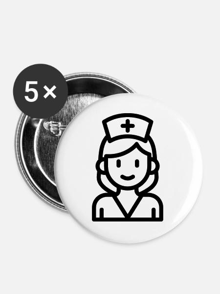 Krankenschwester - Buttons groß 56 mm (5er Pack) - Weiß