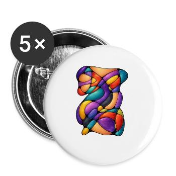 Neurokolorierter Rhythmus - Buttons groß 56 mm (5er Pack) - Weiß - Vorne