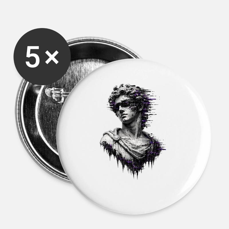 Purple Glitch Classic Statue - Buttons large 2.2''/56 mm (5-pack) - white