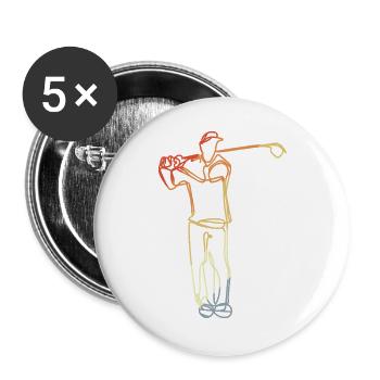 Golfer Vintage Look - Buttons groß 56 mm (5er Pack) - Weiß - Vorne