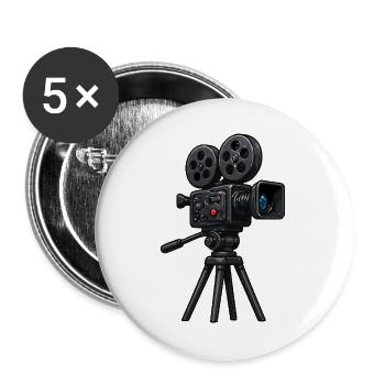 Appareil photo argentique vintage sur trépied - Lot de 5 grands badges (56 mm) - blanc - Devant