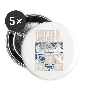 Gottes Wort lebendig wahr beständig - Buttons groß 56 mm (5er Pack) - Weiß - Vorne