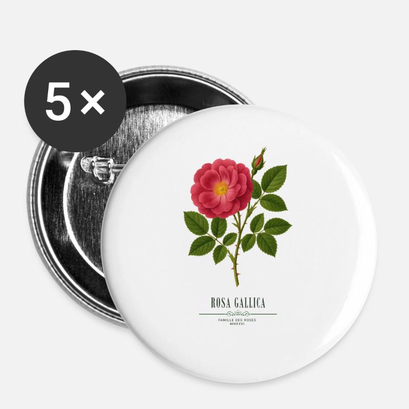 Rose Gallica Botanical Print - Buttons large 2.2''/56 mm (5-pack) - white