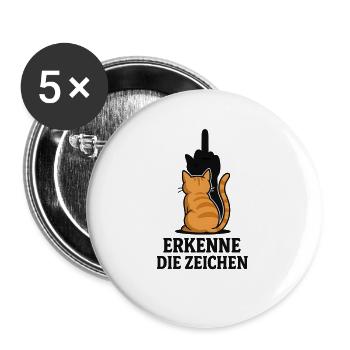 Katze mit Mittelfinger - Buttons groß 56 mm (5er Pack) - Weiß - Vorne