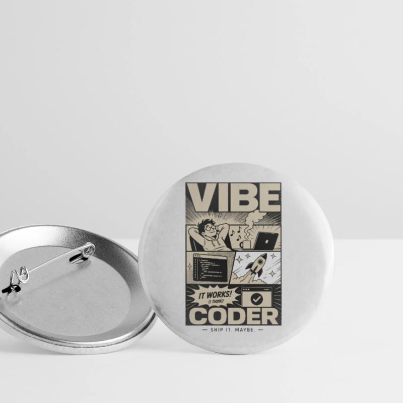 Vibe Coder Programmeur Humour Lot de 5 grands badges (56 mm)