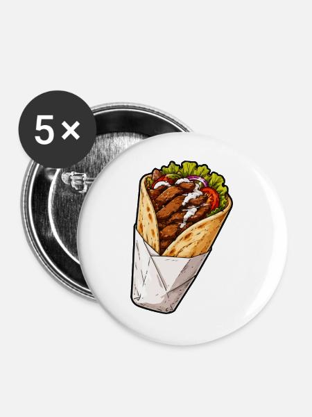 Knuspriges Hähnchen Burrito Wrap - Buttons groß 56 mm (5er Pack) - Weiß
