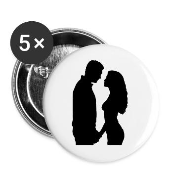 Couple Silhouette Amour Romance Petit ami de la Saint-Valentin - Lot de 5 grands badges (56 mm) - blanc - Devant