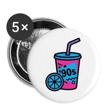 90s Retro Becher Slush Sommer - Buttons groß 56 mm (5er Pack) - Weiß - Vorne
