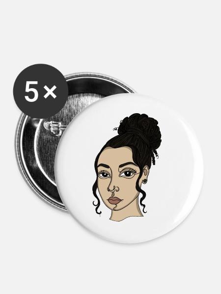 Porträtstil Bun Nasepiercing - Buttons groß 56 mm (5er Pack) - Weiß