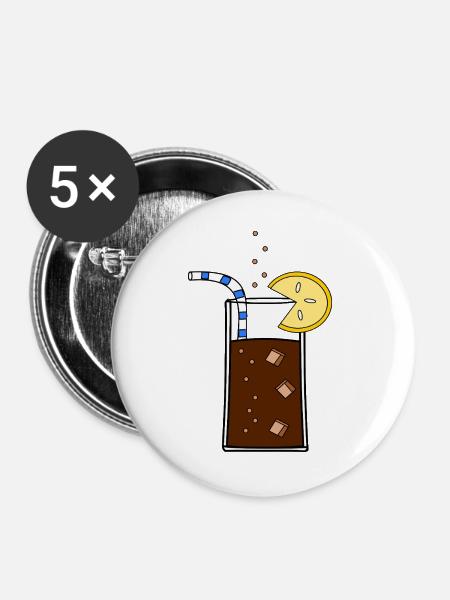 Glas_Cola - Buttons groß 56 mm (5er Pack) - Weiß