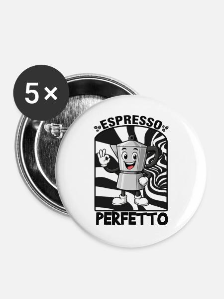 Espresso, Kaffee  - Buttons groß 56 mm (5er Pack) - Weiß