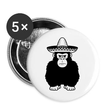 Gorilla sombrero - Lot de 5 grands badges (56 mm) - blanc - Devant