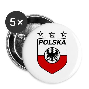 Polnisches Adlerwappen Schild - Buttons groß 56 mm (5er Pack) - Weiß - Vorne