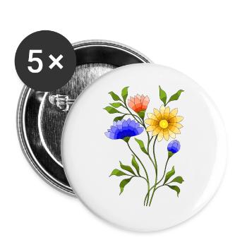 Fleur - Lot de 5 grands badges (56 mm) - blanc - Devant