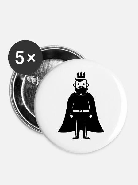 König Mann - Buttons groß 56 mm (5er Pack) - Weiß