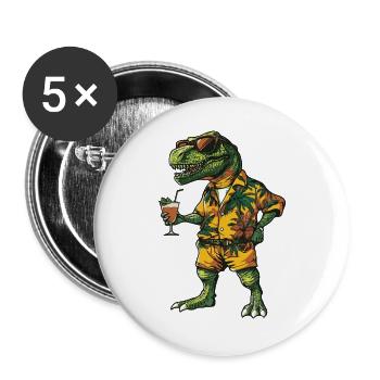 Dinosaur T-Rex Comic Summer - Buttons large 2.2''/56 mm (5-pack) - white - Front