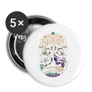 Gemini Chiens en Hoodie – Astrologie Gémeau - Lot de 5 grands badges (56 mm) - blanc - Devant