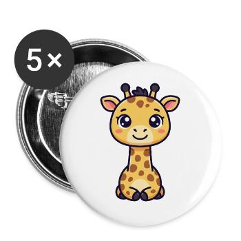 Chibi Giraffe - Buttons large 2.2''/56 mm (5-pack) - white - Front