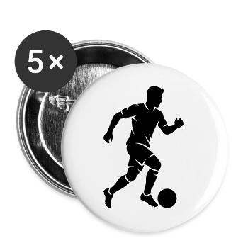 Fussballspieler Silhouette Fussball - Buttons groß 56 mm (5er Pack) - Weiß - Vorne