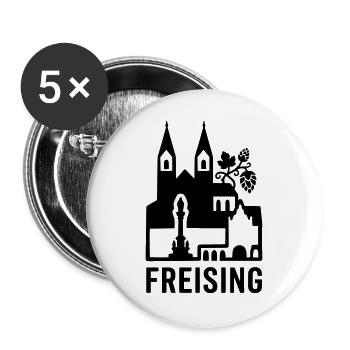 Freising Oberbayern Silhouette Wahrzeichen - Buttons groß 56 mm (5er Pack) - Weiß - Vorne