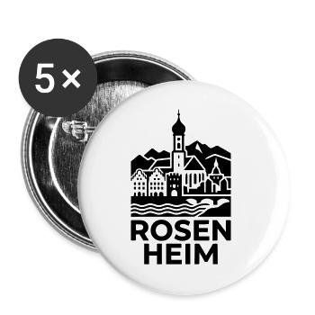 Rosenheim Bayern Silhouette Wahrzeichen - Buttons groß 56 mm (5er Pack) - Weiß - Vorne