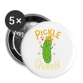 Pickle Queen: Crowned Cucumber - Buttons large 2.2''/56 mm (5-pack) - white - Front