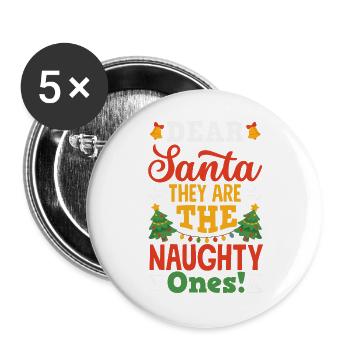 Drôle de t-shirt de Noël cadeau de Noël - Lot de 5 grands badges (56 mm) - blanc - Devant