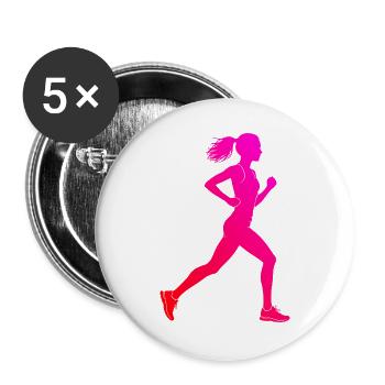 Geschenkidee für eine Laufsportlerin mit Laufsport - Buttons groß 56 mm (5er Pack) - Weiß - Vorne