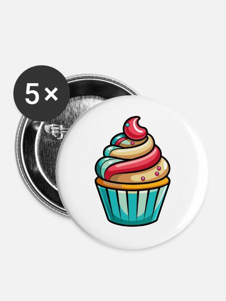 Cupcakes - Buttons groß 56 mm (5er Pack) - Weiß