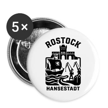 Rostock Hansestadt - Buttons groß 56 mm (5er Pack) - Weiß - Vorne