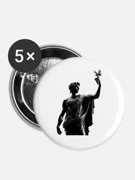 Davidische Pose mit Schmetterling - Buttons groß 56 mm (5er Pack) - Weiß